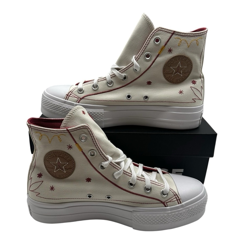Converse Chuck Taylor All Star Lift Platform Western Stitch Shoes Women's Size 8